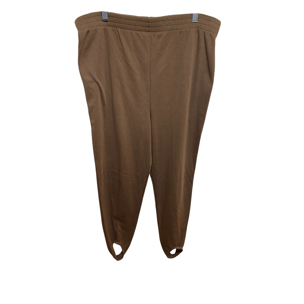 Blair Women Brown Stirrup Leggings Elastic Waist Knit Pants Petite Large LGE PT‎